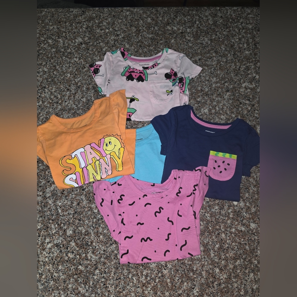 Amazon Essentials 5ct Short Sleeve 2T Girls Shirts